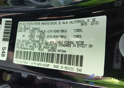 2022 Toyota Tacoma Sr V6 z USA, uszkodzony, nr VIN 3TMCZ5AN0NM474450